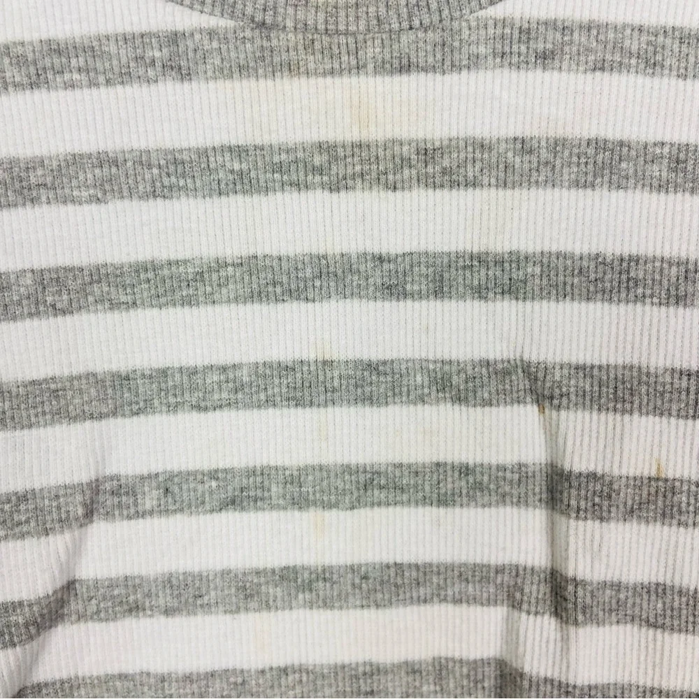 Gymboree Gray and White Striped ribbed cotton stretch Long Sleeve Tee size 3T